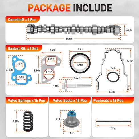 Sloppy Stage 2 LS Cam Kit with Pushrods Springs Seals Gaskets Compatible with 1999-2013 GM Gen 3/4 V8 Truck/SUV Engines, Camshaft Kit for 4.8 5.3 6.0 6.2 LS1 Vortec in Saudi Arabia