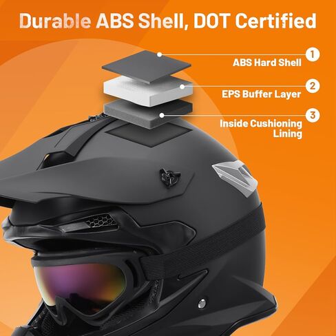 Adult Motocross Dirt Bike Helmet with Goggle, Gloves & Mask Dirt Bike ATV Helmet for Unisex-Adult Men Women Adjustable Sun Visor DOT/FMVSS-218 Off-Road Motorcycle Helmet UTV Helmet Downhill in Kuwait