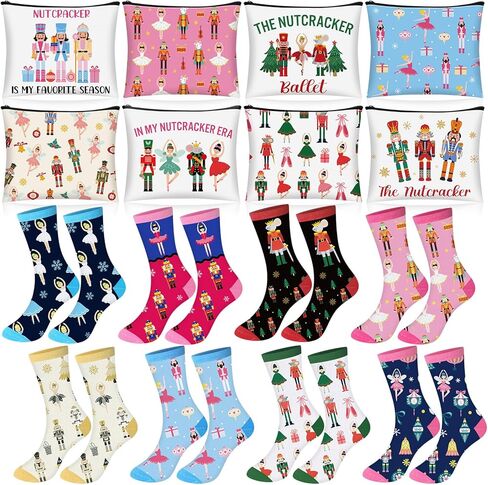 Newcotte 16 PCS Nutcracker Ballet Gifts بما في ذلك 8 جوارب باليه Nutcracker و 8 Ballerina Makeup Dancer Dancer Gifts Bruk Bork for Dancing Girl Dancer in Saudi Arabia