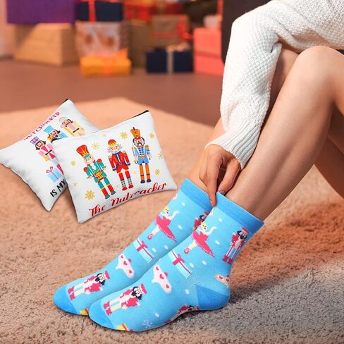 Newcotte 16 PCS Nutcracker Ballet Gifts بما في ذلك 8 جوارب باليه Nutcracker و 8 Ballerina Makeup Dancer Dancer Gifts Bruk Bork for Dancing Girl Dancer in Saudi Arabia