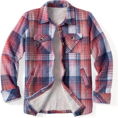 Zeagoo Women's Fleece Sherpa Jacket stack leghal long long button down flannel shirt shirt winter with with mobicets in Kuwait