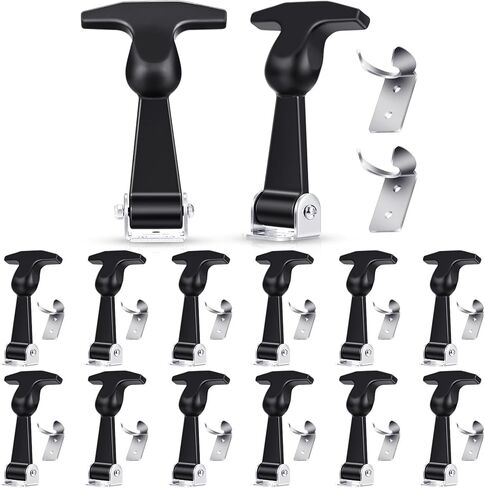 Mudder 4 Packs Elastic Stainless Steel Rubber Hood Catch Flexible T-handle Hasp Rubber Flexible Draw Latches with Brackets for Vehicle Engine, Hood in Kuwait