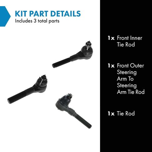 TRQ Front Tie Rod Set Compatible with 1991-2001 Jeep Cherokee 1991-1992 Comanche 1993-1998 Grand Cherokee 1991-2006 Wrangler in Saudi Arabia