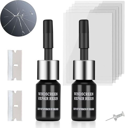 Windshield Crack Repair Kit, 2 Bottles Nano Glass Crack Repair Liquid Quick Windshield Repair for Fixing Chips,Cracks, Bulls-Eye and Star-Shape Cack in Kuwait