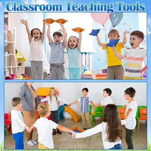 Foilswirl 36 Pieces 5" x 5" Nylon Bean Bags for Tossing Colorful Cornhole Bean Bags Set for Kids Hand Tossing Game Family Games Tossing Beanbags for Cornhole Party Supplies (Vivid Color,Classic) in Kuwait