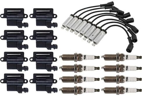 Ignition Coil Spark Plugs and Spark Plug Wires Kit - 17 Piece - Compatible with 2001-2006 Chevy Silverado 2500 HD 6.0L V8 (with Square Type Coil) in Saudi Arabia