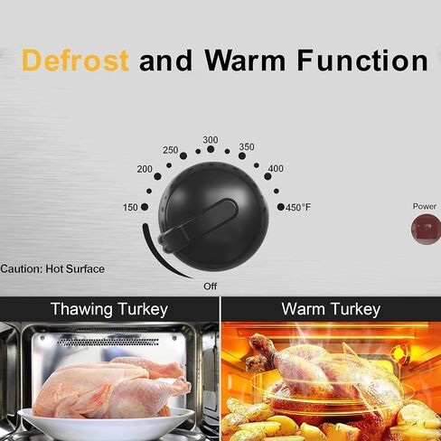 فرن شواء كهربائي سعة 14 لترًا مع وظيفة طباخ بطيء، بوفيه فرن شواء ديك رومي مع غطاء ذاتي التغطية، مقلاة قابلة للإزالة، مقابض باردة الملمس، سهل التنظيف، فضي in Kuwait