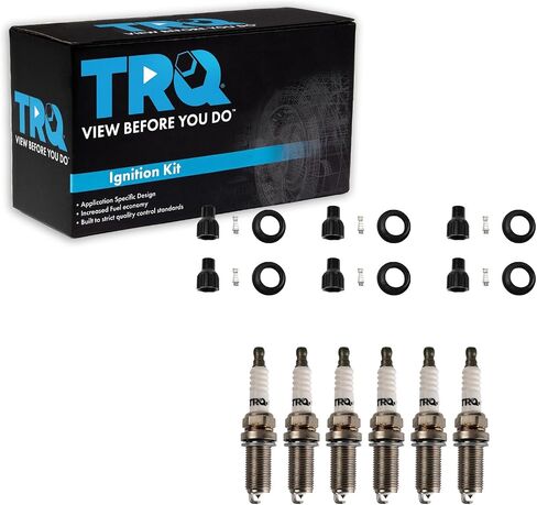 TRQ Ignition Coil Boots & Iridium Spark Plug Kit Set for Buick Cadillac Chevy GM in Saudi Arabia