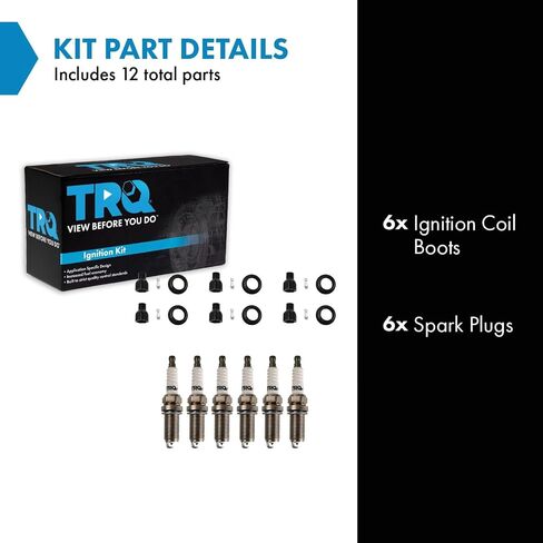 TRQ Ignition Coil Boots & Iridium Spark Plug Kit Set for Buick Cadillac Chevy GM in Saudi Arabia