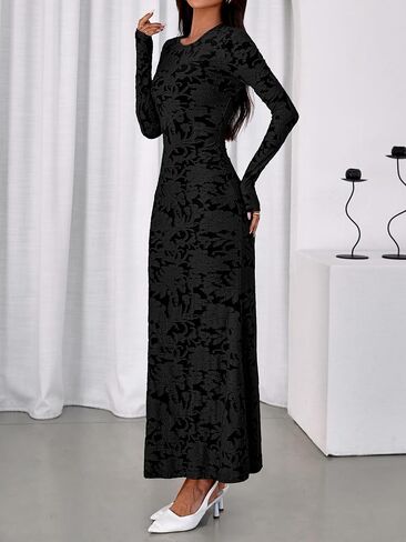 BTFBM Wedding Guest Dresses for Women 2025 Fall Elegant Floral Lace Ruched Long Sleeve Bodycon Cocktail Party Maxi Dress in Saudi Arabia