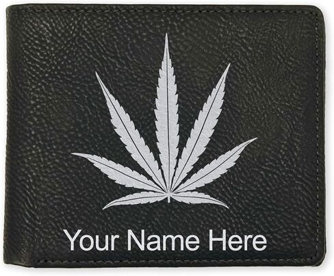 LaserGram Faux Leather Bi-Fold Wallet, Marijuana leaf, Personalized Engraving Included (Dark Brown) in Saudi Arabia