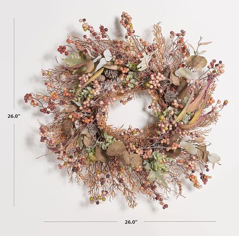 SAFAVIEH Home Collection 24-inch Decorative Artificial Pine Wreath with Pine Cones & Blueberries (Fully Assembled) in Kuwait
