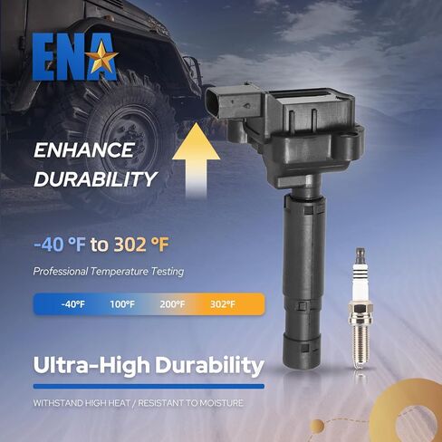 مجموعة ENA من 4 لفائف الإشعال مع 4 Iridium Spark Plug 1.8 متوافقة مع Mercedes-Benz 2012 2013 2014 C250 ، 2012 2014 2014 SLK250 1.8L REPLACEMNT لـ UF658 93911 C931 IC761 A0001502580 in Kuwait