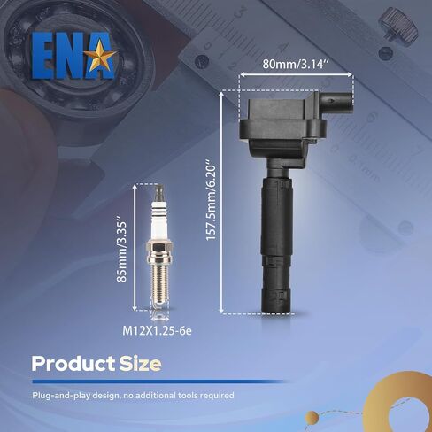 مجموعة ENA من 4 لفائف الإشعال مع 4 Iridium Spark Plug 1.8 متوافقة مع Mercedes-Benz 2012 2013 2014 C250 ، 2012 2014 2014 SLK250 1.8L REPLACEMNT لـ UF658 93911 C931 IC761 A0001502580 in Kuwait