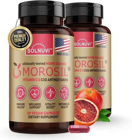 SOLNUVI Morosil® 400mg per Serving - Morosil® Blood Orange Extract from Italy - Vegan Friendly, Non-GMO and Gluten-Free - 60 Veggie Capsules in Kuwait
