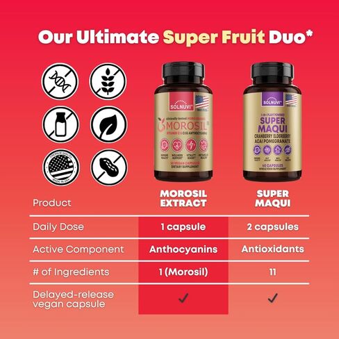 SOLNUVI Morosil® 400mg per Serving - Morosil® Blood Orange Extract from Italy - Vegan Friendly, Non-GMO and Gluten-Free - 60 Veggie Capsules in Kuwait