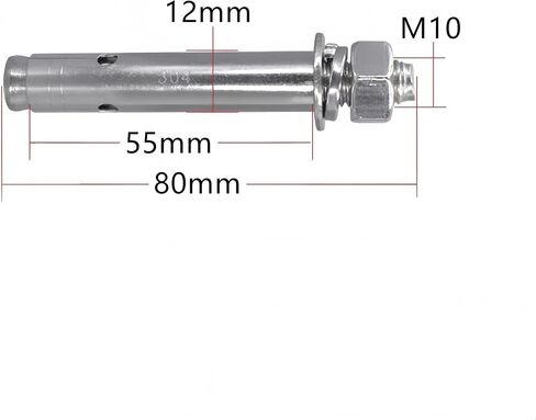 M10 x 80 mm External Hex Expansion Bolts Screws Sleeve Anchors, 304 Stainless Steel, 4Pcs in Saudi Arabia