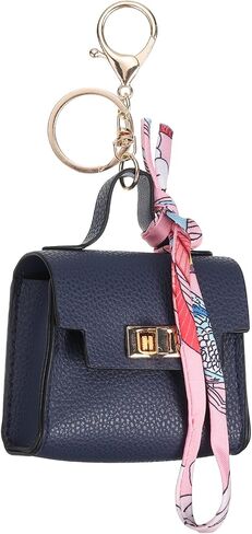 PATIKIL Mini Backpack Keychain, Cute Coin Purse Keychain PU Leather Backpack Purse Key Chain Little Earbud Bag Keychains for Women Mini Card Data Cable Organizer, Black in Saudi Arabia
