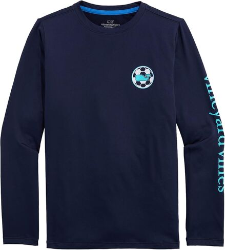 vineyard vines Boys Long-Sleeve Soccer Whale Dot Harbor Performance Tee in Saudi Arabia