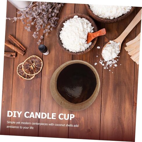Coconut Shell Candle Cup Large Soy Wax Container Natural Coconut Shell Creative Decorative Candle Holder for Home Decor in Kuwait