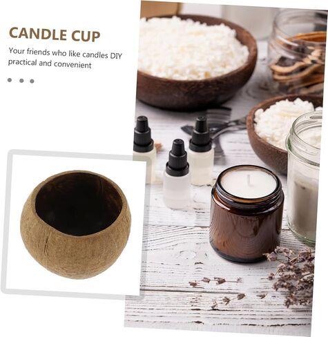 Coconut Shell Candle Cup Large Soy Wax Container Natural Coconut Shell Creative Decorative Candle Holder for Home Decor in Kuwait