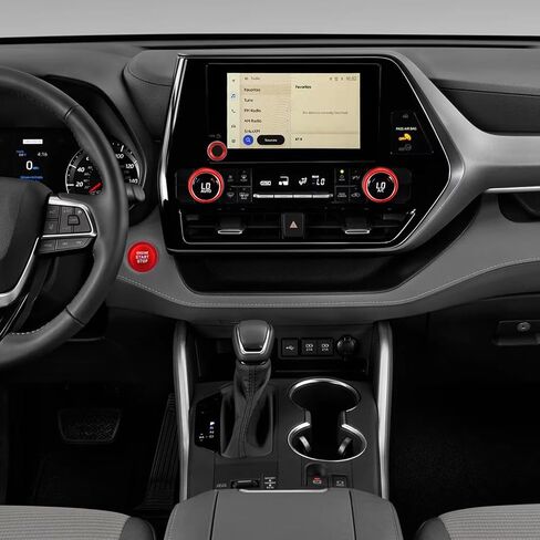 for Toyota Highlander 2023 2024 2025 Accessories (Does not fit Grand Highlander) - 6 Piece Set, Mirror Adjuster, Radio Control, Air Conditioning, Start Button Cover/Ring (red) in Saudi Arabia
