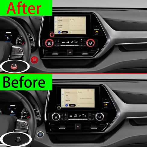 for Toyota Highlander 2023 2024 2025 Accessories (Does not fit Grand Highlander) - 6 Piece Set, Mirror Adjuster, Radio Control, Air Conditioning, Start Button Cover/Ring (red) in Saudi Arabia