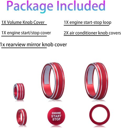 for Toyota Highlander 2023 2024 2025 Accessories (Does not fit Grand Highlander) - 6 Piece Set, Mirror Adjuster, Radio Control, Air Conditioning, Start Button Cover/Ring (red) in Saudi Arabia