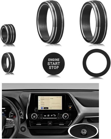 for Toyota Highlander 2023 2024 2025 Accessories (Does not fit Grand Highlander) - 6 Piece Set, Mirror Adjuster, Radio Control, Air Conditioning, Start Button Cover/Ring (red) in Saudi Arabia