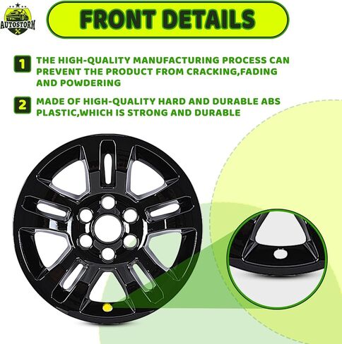 Autowiki 18 "Hubcaps for 2014-2018 Chevy Silverado 1500 ، 2019 Chevy Silverado 1500 LD ، 2015-2020 Chevy Suburban/Tahoe 18 Inch Alloy Penter for Chevy Snap-On Set of 4 ، Black Lacquer in Saudi Arabia