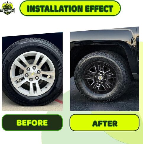 Autowiki 18 "Hubcaps for 2014-2018 Chevy Silverado 1500 ، 2019 Chevy Silverado 1500 LD ، 2015-2020 Chevy Suburban/Tahoe 18 Inch Alloy Penter for Chevy Snap-On Set of 4 ، Black Lacquer in Saudi Arabia