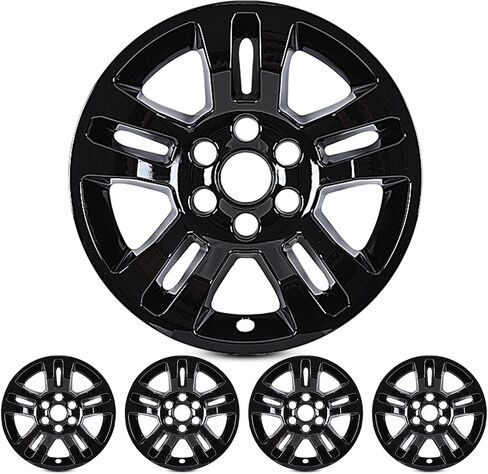 Autowiki 18 "Hubcaps for 2014-2018 Chevy Silverado 1500 ، 2019 Chevy Silverado 1500 LD ، 2015-2020 Chevy Suburban/Tahoe 18 Inch Alloy Penter for Chevy Snap-On Set of 4 ، Black Lacquer in Saudi Arabia
