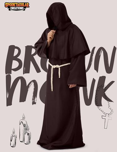 Spooktacular Creations Adult Medieval Hooded Monk Cloak Renaissance Priest Robe Halloween Costume in Saudi Arabia