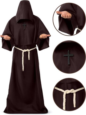 Spooktacular Creations Adult Medieval Hooded Monk Cloak Renaissance Priest Robe Halloween Costume in Saudi Arabia
