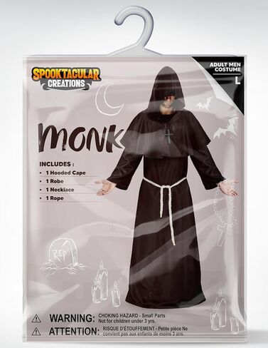 Spooktacular Creations Adult Medieval Hooded Monk Cloak Renaissance Priest Robe Halloween Costume in Saudi Arabia