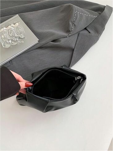 OYOANGLE Women's PU Leather Clutch Purses Small Zipper Ruched Minimalist Handbag in Saudi Arabia