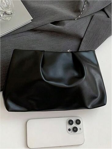 OYOANGLE Women's PU Leather Clutch Purses Small Zipper Ruched Minimalist Handbag in Saudi Arabia