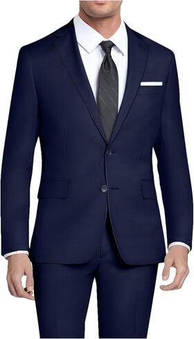 Mens 2 Piece Slim Fit Suit Set Two Button Solid Suit Jacket Pants with Tie Notch Lapel Casual Wedding Suits in Kuwait