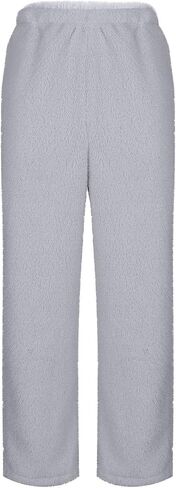 Girl Plush Fuzzy Pants Winter Warm Pants Straight Leg Pant Casual Fleece Trouser Soft Comfy Fluffy Pant with Pockets in Kuwait