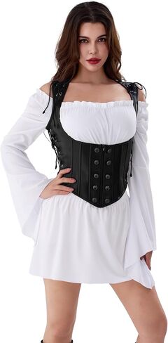 Spooktacular Creations Halloween Steampunk Corset Women, Black Renaissance Pirate Bustier Underbust for Cosplay Parties in Saudi Arabia