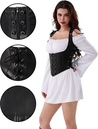 Spooktacular Creations Halloween Steampunk Corset Women, Black Renaissance Pirate Bustier Underbust for Cosplay Parties in Saudi Arabia