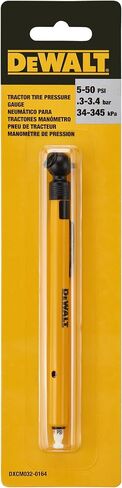 DEWALT Tractor Tire Pressure Gauge for Air/Water Filled Tires, 5-50 PSI, Ideal for Air/Water Filled Tractor Tires in Saudi Arabia