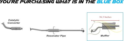 Exhaust Resonator Pipe Compatible for 2002-2004 Honda CRV 2.4L | Stainless Steel | Northeastern Exhaust | Free Gasket, Clamp, Hangers and Bolts & Nuts Included | Automotive Replacement Part in Saudi Arabia
