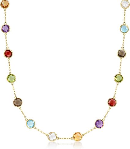Ross-Simons 13.80 ct. t.w. Bezel-Set Multi-Gemstone Station Necklace in 14kt Yellow Gold in Saudi Arabia
