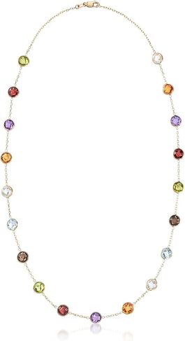 Ross-Simons 13.80 ct. t.w. Bezel-Set Multi-Gemstone Station Necklace in 14kt Yellow Gold in Saudi Arabia