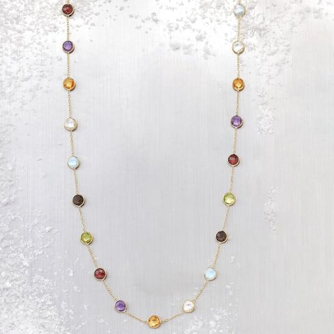 Ross-Simons 13.80 ct. t.w. Bezel-Set Multi-Gemstone Station Necklace in 14kt Yellow Gold in Saudi Arabia