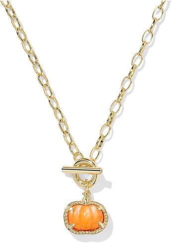 Kendra Scott Womens Pumpkin Link and Chain Necklace Gold Orange Mother Of Pearl One Size in Saudi Arabia
