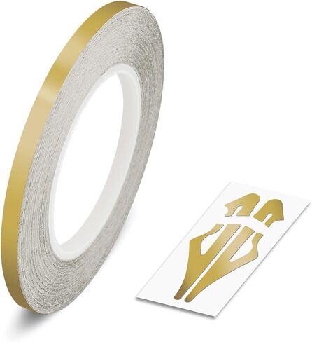 GOLD, 1/8" | 3mm, Self-Adhesive Vinyl Pin Stripe Line Decal Sticker Tape, Length 32ft | 9.80m, Suitable for Cars, Vans, Motorcycles, Bikes, Models, Tuning & Styling, and much more in Kuwait