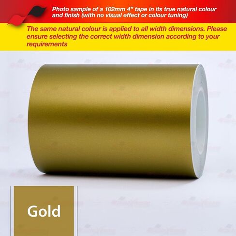 GOLD, 1/8" | 3mm, Self-Adhesive Vinyl Pin Stripe Line Decal Sticker Tape, Length 32ft | 9.80m, Suitable for Cars, Vans, Motorcycles, Bikes, Models, Tuning & Styling, and much more in Kuwait