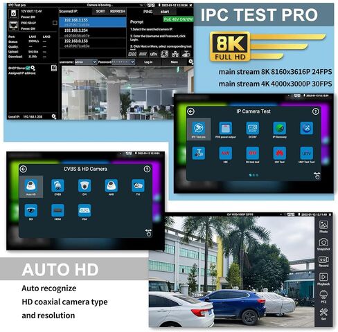 Rsrteng CCTV Tester,IPC-7600COTADHS Plus 8K 32MP IP Camera Tester with Cable Tracer 4K 8MP AHD CVI TVI SDI CVBS Test HDMI Tester 7"Touch Screen Monitor Support OPM VGA TDR WiFi Audio POE RS485 in Kuwait